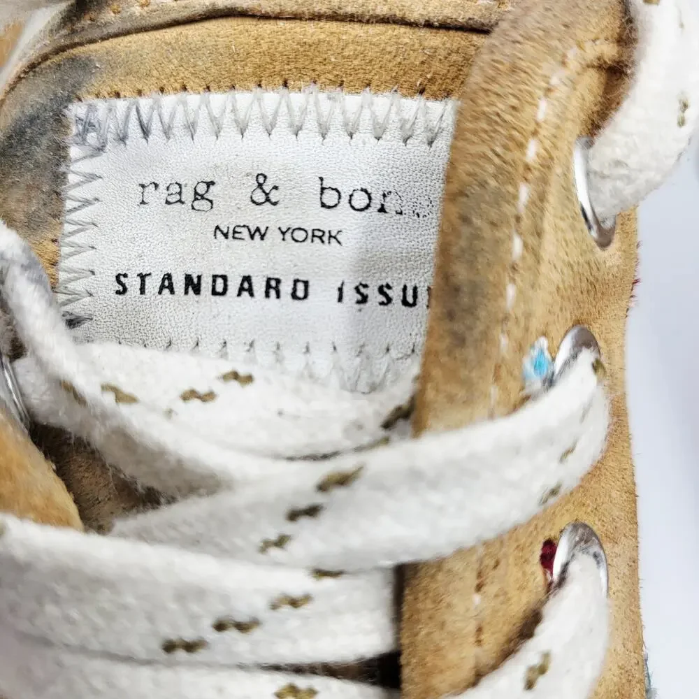 rag & bone Womens Sz 36 US-6 Standard Issue Dune Tan Embroidered Lace-Up Sneaker